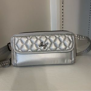 LUG Metallic silver Kickflip SE with sketch floral blush interior. EUC.